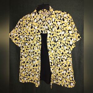 Kim Rogers Built-In Tank Button Down XL Abstract Print Short Sleeve Retro
